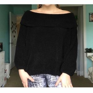 off the shoulder black sweater
